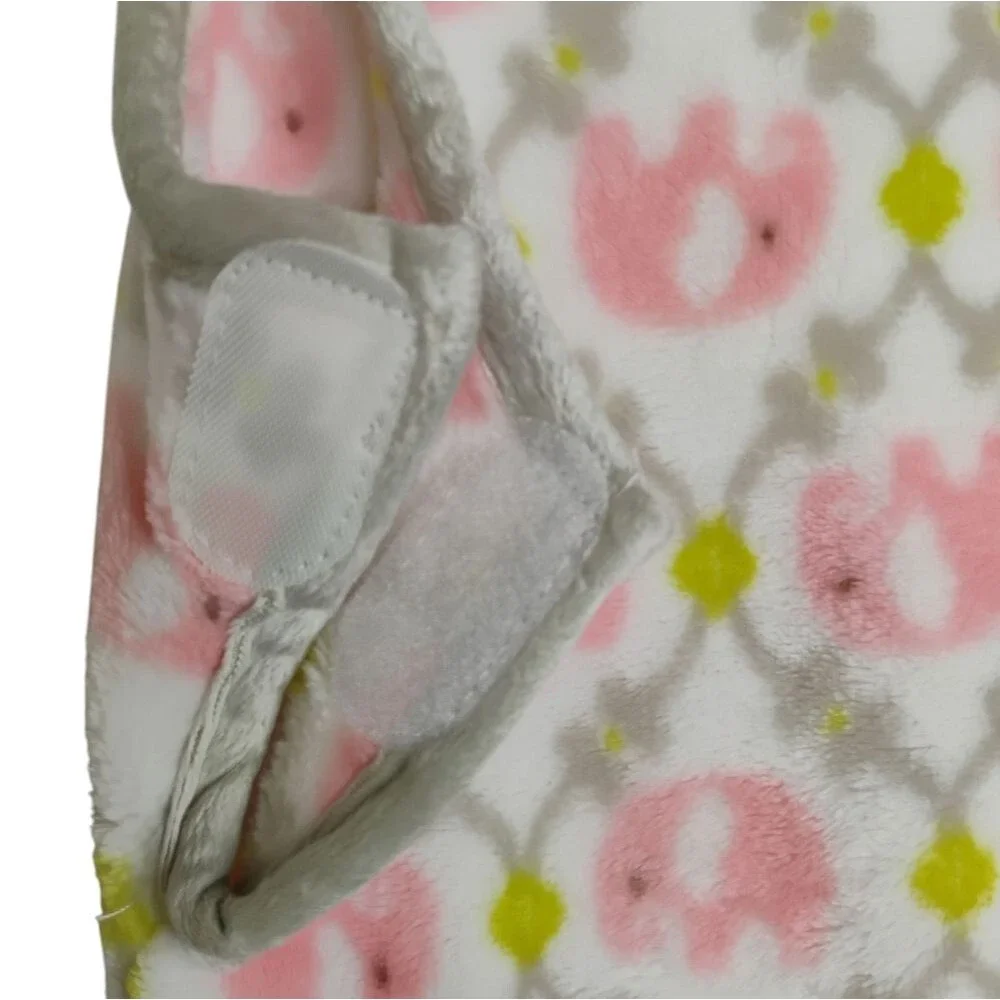 Blankets & Beyond Sleep Sack Fleece Elephants Pink and Green